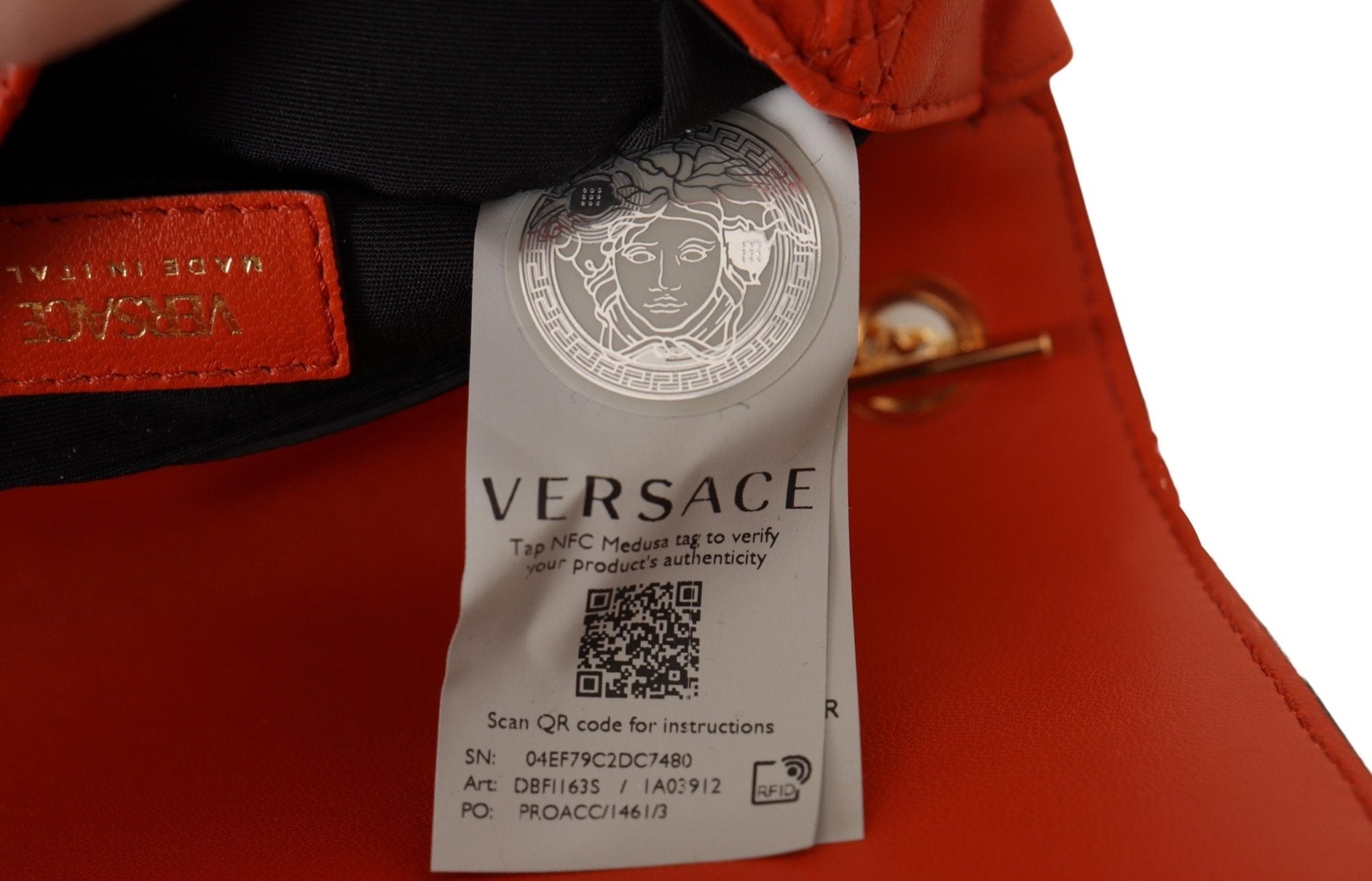 Versace Red Nappa Leather Medusa Small Crossbody Bag - Fizigo